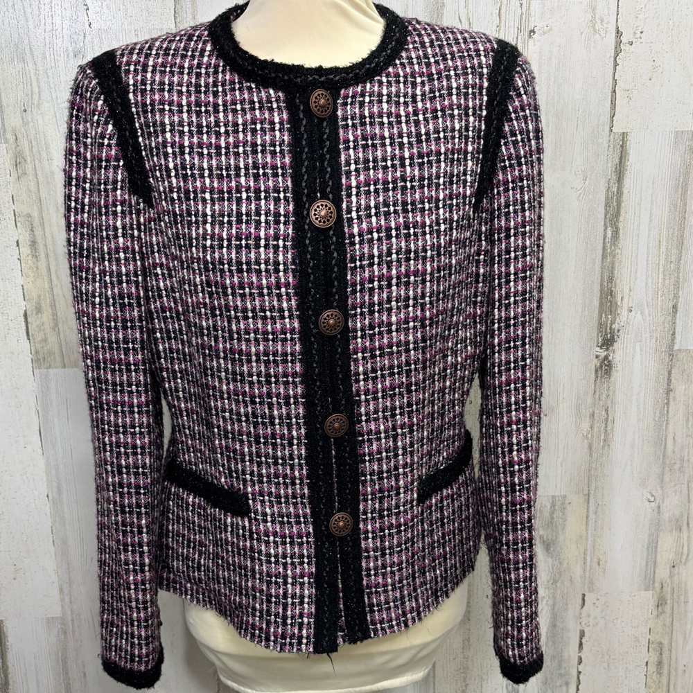 Kasper Black and Pink‎ Tweed Boucle Blazer